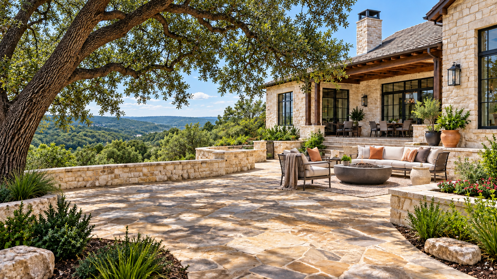 Stone patio inspiration with natural stone walls and a welcoming outdoor living space