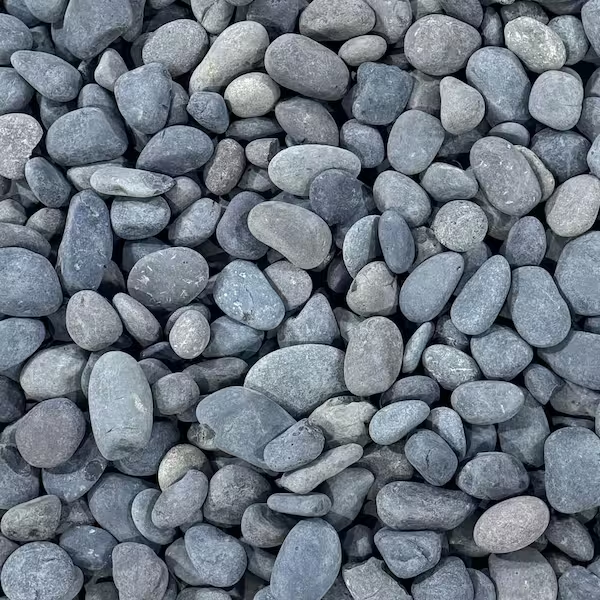Smooth gray river rocks in varied sizes